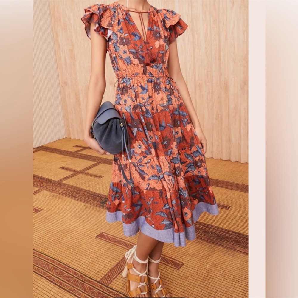 ULLA JOHNSON ramona dress in carmine Sz 2